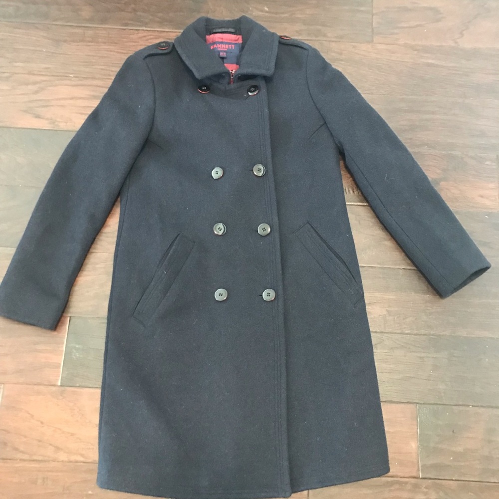 EUC Hammett London Navy Wool Long Coat Size 6